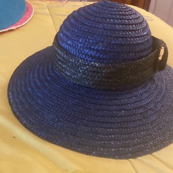 Navy blue and black straw hat very stylish